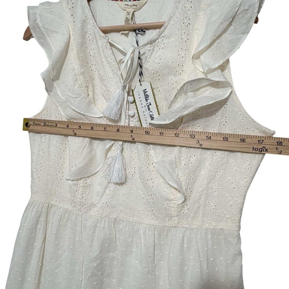 Matilda Jane Joanna Gaines Sweet Dress Eyelet Prairie Ruffles Midi Cream Boho M - Picture 9 of 11